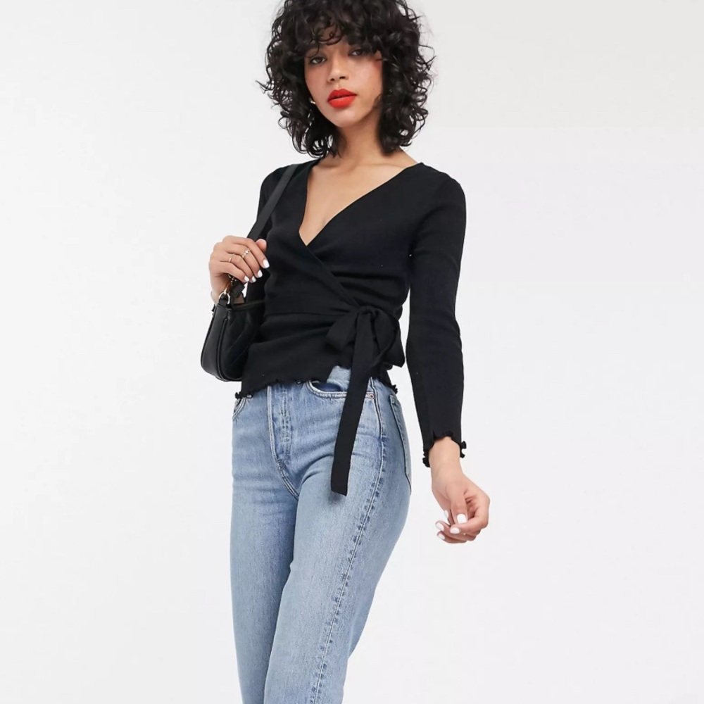 & OTHER STORIES Cotton Wrap Cardigan with Ruffled Hem